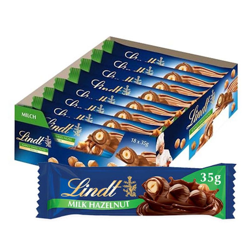 Lindor Sticks Melkesjokolade Hazelnut  (Kartong 18stk x35g)