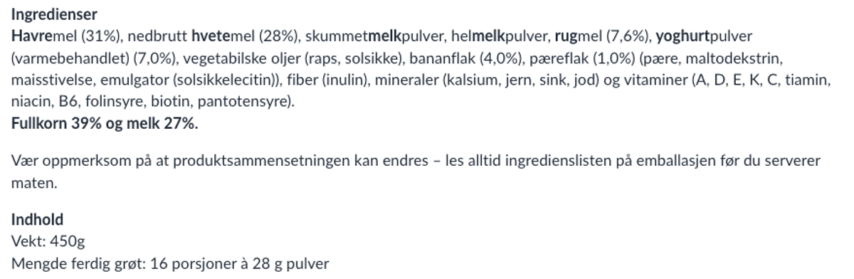 Fullkornsgrøt - Yoghurt, Pære & Banan