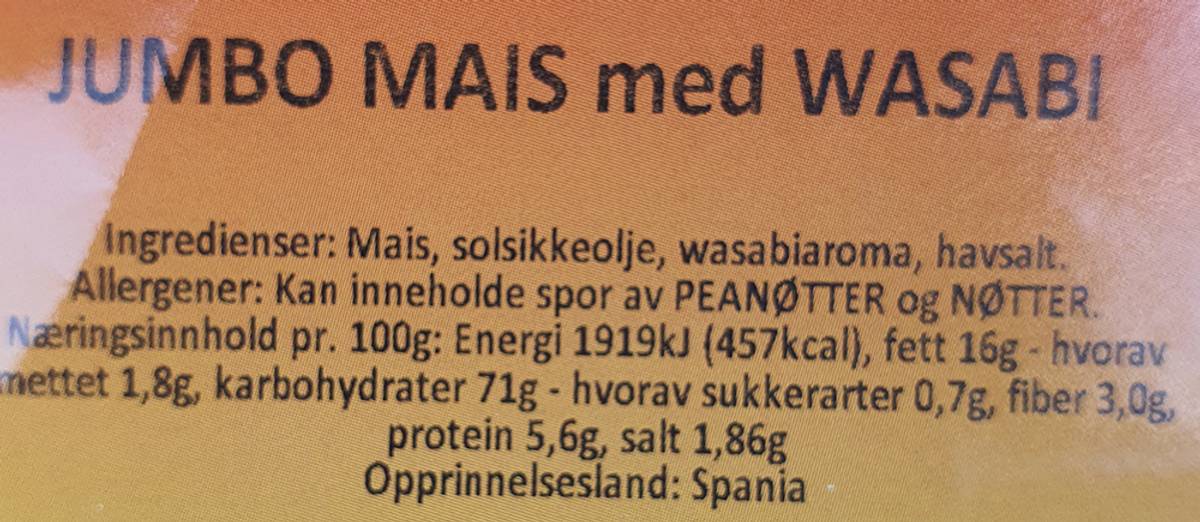 Jumbomais med Wasabi
