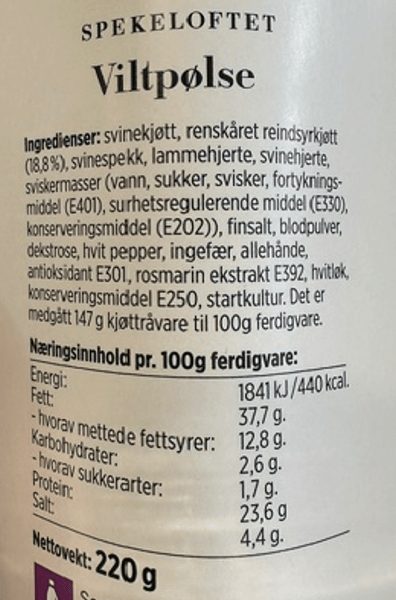 Vilt Spekepølse