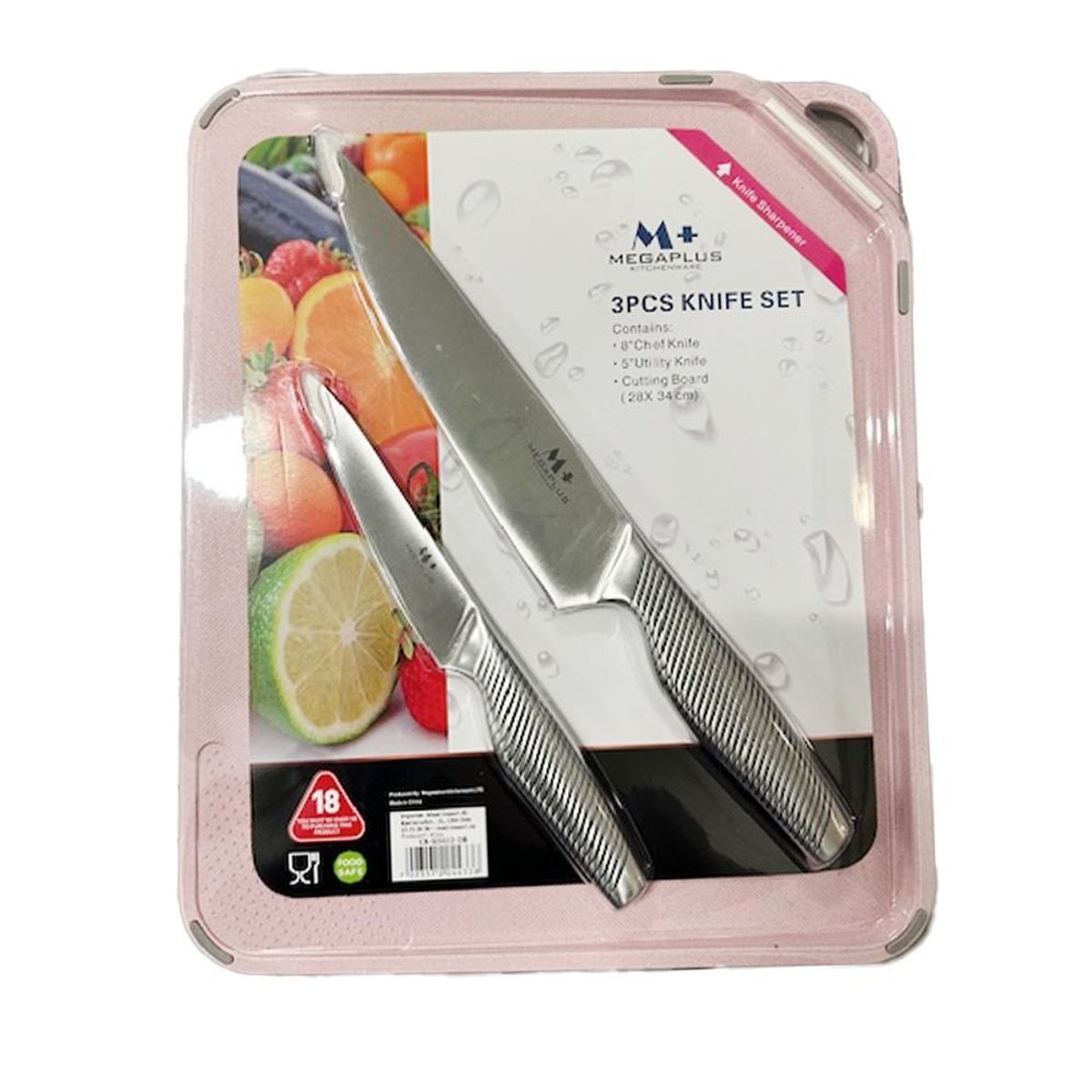 Knivsett med Fjøl 3pk - Rosa