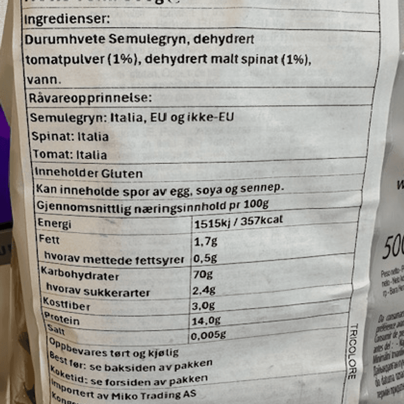 Penne Rigate Tricolore 500g