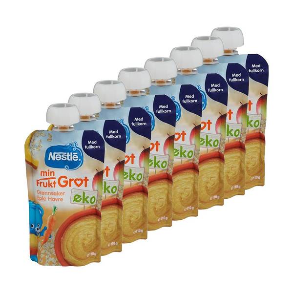 Min Fruktgrøt - Eple, Grønnsaker, Havre (Kartong 8stk)
